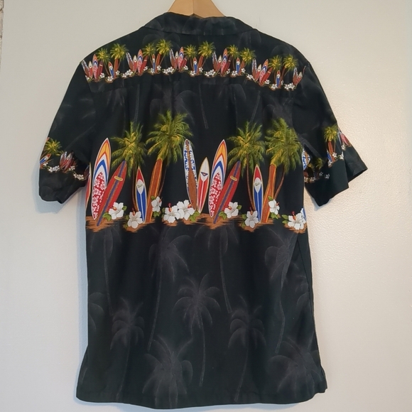 Favant Shirt Mens Large Hawaiian Surfer Black Beach Vacation Surf Boards Cotton - Picture 3 of 7